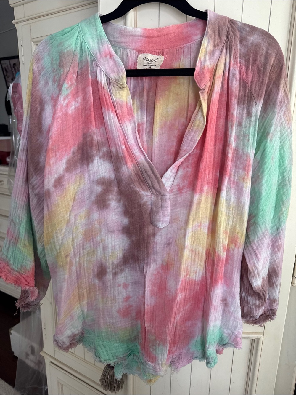 9seed Resort Tie Dye Gauze Tunic Top Pastel Cotton